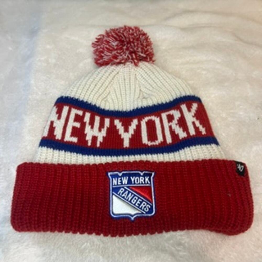 New York Rangers MSG Beanie Knit Hat 47 Brand NHL Hockey One Size Fits Pom Pom